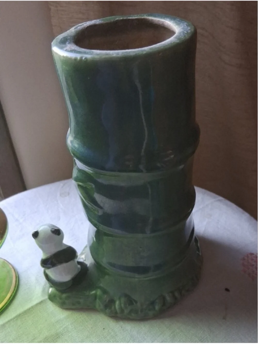 Green Ceramic Panda Bamboo Vase
